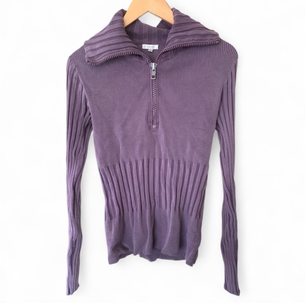 Cache Purple Cowl Neck Sweater